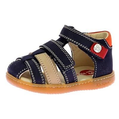 Kickers Kick Pod, Sandalia Unisex niños, Azul Marino Beige Naranja, 19 EU Kickers Kick Pod, Sandalia Unisex niños, Azul Marino Beige Naranja, 19 EU