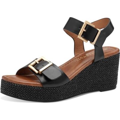 MARCO TOZZI Sandalias de cuña para mujer , color negro, talla 36 EU MARCO TOZZI Sandalias de cuña para mujer , color negro, talla 36 EU