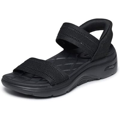 Skechers GO Walk Arch FIT 2.0 Sandalias Planas para Mujer, Color Negro, Talla 4 Skechers GO Walk Arch FIT 2.0 Sandalias Planas para Mujer, Color Negro, Talla 4