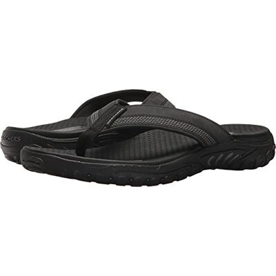 Skechers REGGAE COBANO, Chanclas para Hombre, Black Leather, 43 EU Skechers REGGAE COBANO, Chanclas para Hombre, Black Leather, 43 EU