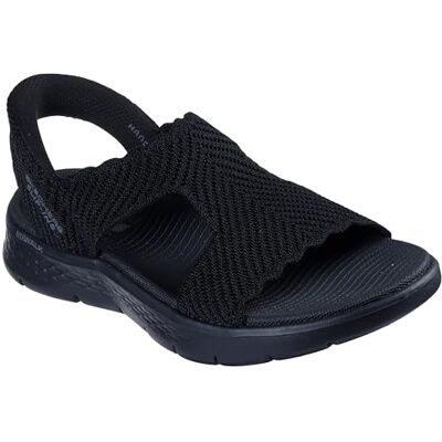 Skechers Sandalias Planas con Correa en T para Mujer, Negro/Negro, 39 EU Skechers Sandalias Planas con Correa en T para Mujer, Negro/Negro, 39 EU