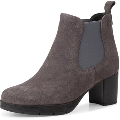 Tamaris Botines Chelsea de Piel para Mujer, Tacón Cuadrado, Cómodos, Gris, 38 EU Tamaris Botines Chelsea de Piel para Mujer, Tacón Cuadrado, Cómodos, Gris, 38 EU