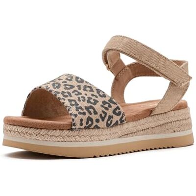 TOMS Diana Sandalias de cuña, color avena con lunares pequeños de leopardo, talla 5 TOMS Diana Sandalias de cuña, color avena con lunares pequeños de leopardo, talla 5