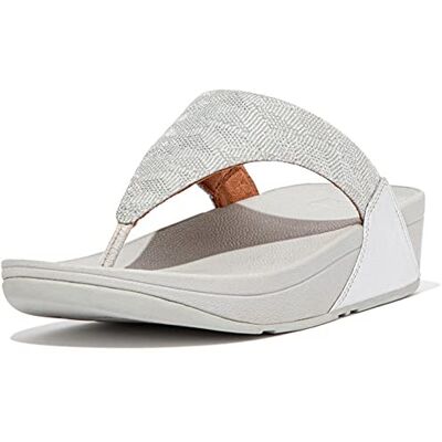 Fitflop Lulu Glitz Toe-post Sandals, Sandalias con cuña, Mujer, Plateado, 42 EU Fitflop Lulu Glitz Toe-post Sandals, Sandalias con cuña, Mujer, Plateado, 42 EU