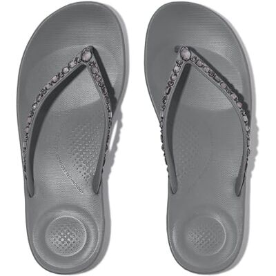 Fitflop Iqushion Chanclas ergonómicas multicristales para mujer, gris, 43 EU Fitflop Iqushion Chanclas ergonómicas multicristales para mujer, gris, 43 EU