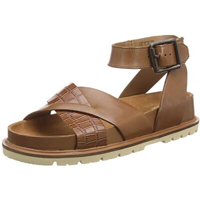 Clarks Orianna Cross, Sandalia Mujer, Piel combinada Dark Tan, 35 1/2 EU Clarks Orianna Cross, Sandalia Mujer, Piel combinada Dark Tan, 35 1/2 EU