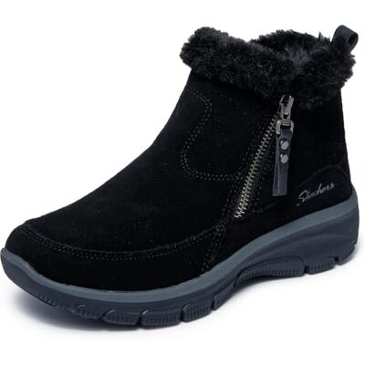 Skechers Mujer Easy Going Cool Zip! Boots Ajuste relajado, espuma viscoelástica refrigerada por aire, forro de piel sintética, cremallera lateral Skechers Mujer Easy Going Cool Zip! Boots Ajuste relajado, espuma viscoelástica refrigerada por aire, forro de piel sintética, cremallera lateral