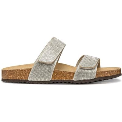 Geox Sandalia plana para mujer D Brionia R D, plateada, talla 42 EU Geox Sandalia plana para mujer D Brionia R D, plateada, talla 42 EU