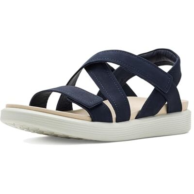 ECCO Sandalias suaves para mujer, con correa cruzada, color azul marino, talla 7.5 ECCO Sandalias suaves para mujer, con correa cruzada, color azul marino, talla 7.5