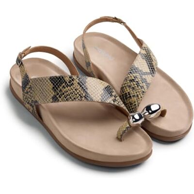 GIOSEPPO TANAUAN Sandalias Planas de Piel con Estampado de Serpiente y Detalle de Joya para Mujer, Cierre Ajustable y Planta Anatómica, Confort y Estilo, Color Vainilla, Talla 39 GIOSEPPO TANAUAN Sandalias Planas de Piel con Estampado de Serpiente y Detalle de Joya para Mujer, Cierre Ajustable y Planta Anatómica, Confort y Estilo, Color Vainilla, Talla 39