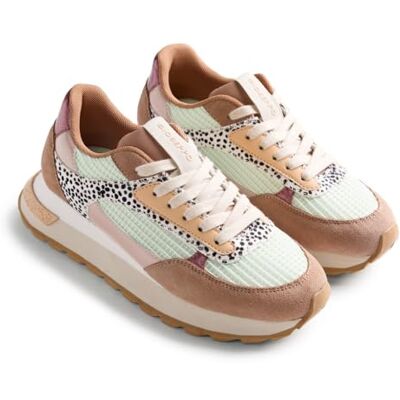 GIOSEPPO EMALI Zapatillas Deportivas con Piel Serraje, Rejilla Superpuesta y Estampado de Cebra, Contraste de Colores y Texturas, Plataforma de 4 cm, Puntera Redonda, Color Coral, Talla 40 GIOSEPPO EMALI Zapatillas Deportivas con Piel Serraje, Rejilla Superpuesta y Estampado de Cebra, Contraste de Colores y Texturas, Plataforma de 4 cm, Puntera Redonda, Color Coral, Talla 40