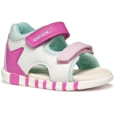 Geox B SANDAL IUPIDOO GIR, Sandalia Bebé Mädchen, White/Fuchsia, Geox B SANDAL IUPIDOO GIR, Sandalia Bebé Mädchen, White/Fuchsia,