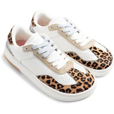 GIOSEPPO ENKARE Zapatillas de Piel con Estampado de Cebra y Brillo, Plantilla de Transición para Barefoot, Doble Cordón, Suela Plana de Caucho y Puntera Amplia, Estampado de Leopardo, Talla 39 GIOSEPPO ENKARE Zapatillas de Piel con Estampado de Cebra y Brillo, Plantilla de Transición para Barefoot, Doble Cordón, Suela Plana de Caucho y Puntera Amplia, Estampado de Leopardo, Talla 39