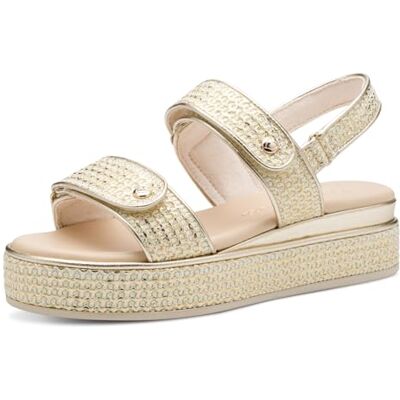 MARCO TOZZI Sandalia de cuña para mujer , Gold Comb, talla 39 EU, Gold Comb, 39 EU MARCO TOZZI Sandalia de cuña para mujer , Gold Comb, talla 39 EU, Gold Comb, 39 EU