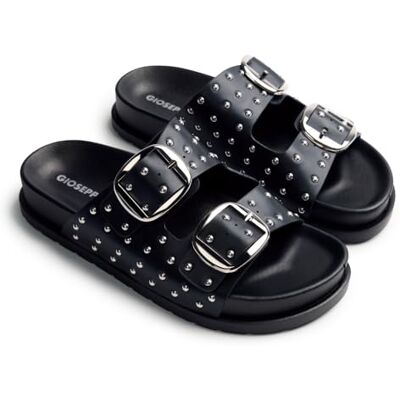 GIOSEPPO SHOREHAM Sandalias con Hebillas y Detalle de Tachas para Mujer, Diseño Bio con Plataforma y Comodidad Ergonómica, Color Negro, Talla 41 GIOSEPPO SHOREHAM Sandalias con Hebillas y Detalle de Tachas para Mujer, Diseño Bio con Plataforma y Comodidad Ergonómica, Color Negro, Talla 41