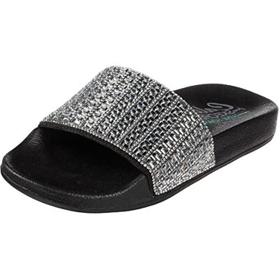 Skechers POP UPS NEW SPARK, Zuecos para Mujer, Black Canvas/Rhinestone Trim, 40 EU Skechers POP UPS NEW SPARK, Zuecos para Mujer, Black Canvas/Rhinestone Trim, 40 EU