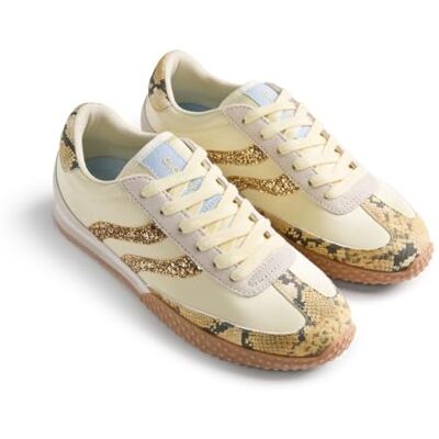 GIOSEPPO SHAMUD Zapatillas Deportivas con Piel, Estampado de Serpiente, Detalles Brillantes, Suela Flexible, Plantilla Acolchada y Plataforma, Color Amarillo, Talla 39 GIOSEPPO SHAMUD Zapatillas Deportivas con Piel, Estampado de Serpiente, Detalles Brillantes, Suela Flexible, Plantilla Acolchada y Plataforma, Color Amarillo, Talla 39