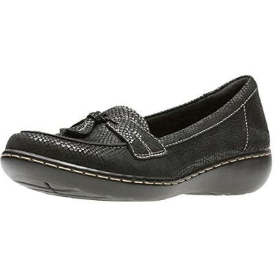 Clarks Ashland Bubble, Mocasín Mujer, Piel Negra, 38.5 EU Ancho Clarks Ashland Bubble, Mocasín Mujer, Piel Negra, 38.5 EU Ancho