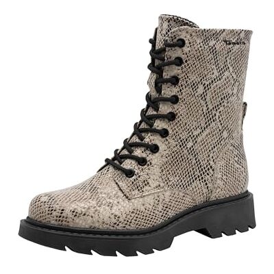 Tamaris Botines planos de encaje para mujer , color beige serpiente, talla 36 EU, Beige Snake, 36 EU Tamaris Botines planos de encaje para mujer , color beige serpiente, talla 36 EU, Beige Snake, 36 EU