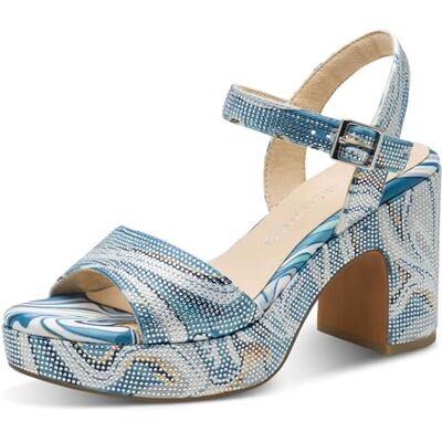 MARCO TOZZI Sandalias de tacón para mujer LT.Blue Multi, 39 EU MARCO TOZZI Sandalias de tacón para mujer LT.Blue Multi, 39 EU