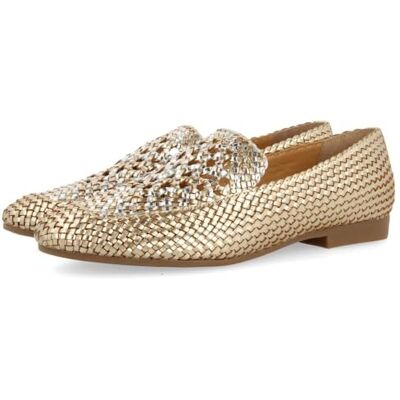 GIOSEPPO Mocasines DE Piel Trenzada Color Platino con Detalle Bicolor para Mujer RADDUSA GIOSEPPO Mocasines DE Piel Trenzada Color Platino con Detalle Bicolor para Mujer RADDUSA