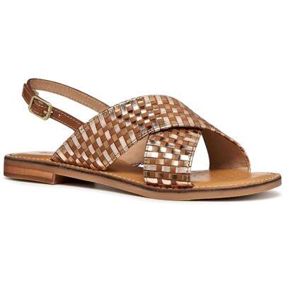 Geox Mujer D MADDALUSIAC N Flat Sandal, Camel/Bronce, 38 EU Geox Mujer D MADDALUSIAC N Flat Sandal, Camel/Bronce, 38 EU