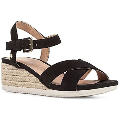 Geox D ISCHIA CORDA B, Sandalia de cuña Mujer, Black, Geox D ISCHIA CORDA B, Sandalia de cuña Mujer, Black,