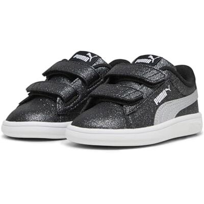 PUMA Smash 3.0 Glitz Glam V Inf, Zapatillas Bebé-Niñas, Negro Plata Blanco, 4 UK Child PUMA Smash 3.0 Glitz Glam V Inf, Zapatillas Bebé-Niñas, Negro Plata Blanco, 4 UK Child
