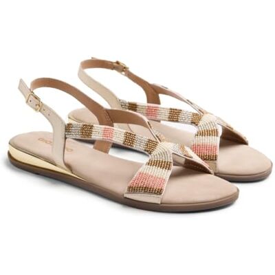 GIOSEPPO SCHOEPKE Sandalias de Piel con Detalle de Cuentas Multicolores para Mujer, Cuña Metalizada y Planta Acolchada, Diseño Elegante y Cómodo, Color Off-White, Talla 37 GIOSEPPO SCHOEPKE Sandalias de Piel con Detalle de Cuentas Multicolores para Mujer, Cuña Metalizada y Planta Acolchada, Diseño Elegante y Cómodo, Color Off-White, Talla 37