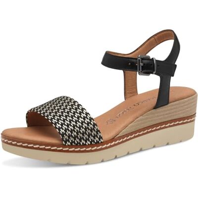 MARCO TOZZI Sandalias de cuña para Mujer cómodas, Peine Negro, 37 EU MARCO TOZZI Sandalias de cuña para Mujer cómodas, Peine Negro, 37 EU