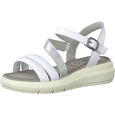 Tamaris 8-88202-20, Sandalias Planas Mujer, White/Silver, 39 EU Ancho Tamaris 8-88202-20, Sandalias Planas Mujer, White/Silver, 39 EU Ancho