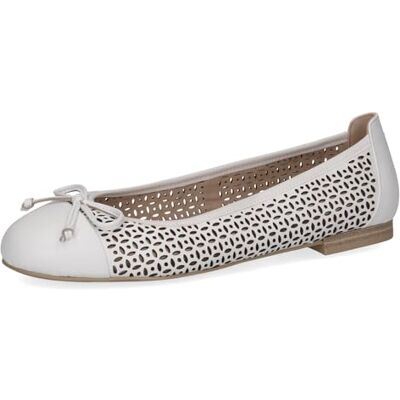 CAPRICE Bailarinas de Cuero para Mujer con Estampado de Agujeros, Color Blanco., 38 EU CAPRICE Bailarinas de Cuero para Mujer con Estampado de Agujeros, Color Blanco., 38 EU