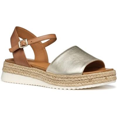 Geox D EOLIE C, Sandalia Plana Mujer, Lt Gold/Camel, 37.5 EU Geox D EOLIE C, Sandalia Plana Mujer, Lt Gold/Camel, 37.5 EU