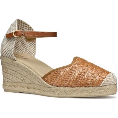 Geox D GELSA Low E, Sandalia de cuña Mujer, Camel, Geox D GELSA Low E, Sandalia de cuña Mujer, Camel,
