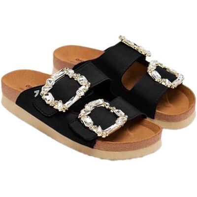 GIOSEPPO Sandalias Negras Estilo Bio con Adorno Joya para Mujer ADERKLAA GIOSEPPO Sandalias Negras Estilo Bio con Adorno Joya para Mujer ADERKLAA