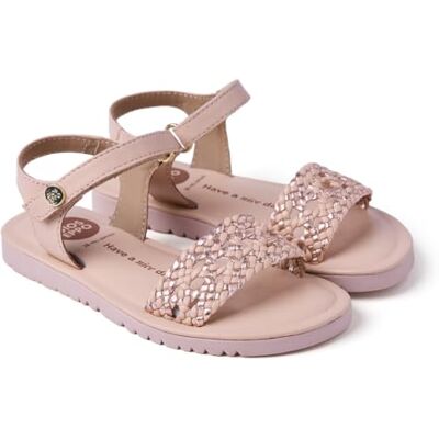GIOSEPPO MAHIU Sandalias de Piel Trenzada Monocolor con Acentos Metalizados y Correa Ajustable en el Tobillo, Suela Flexible de TPR, Color Nude, Talla 32 GIOSEPPO MAHIU Sandalias de Piel Trenzada Monocolor con Acentos Metalizados y Correa Ajustable en el Tobillo, Suela Flexible de TPR, Color Nude, Talla 32