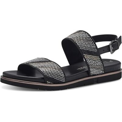 MARCO TOZZI Sandalia de tacón para mujer, suave Feel Me, vegana, , Peine Negro, 36 EU MARCO TOZZI Sandalia de tacón para mujer, suave Feel Me, vegana, , Peine Negro, 36 EU