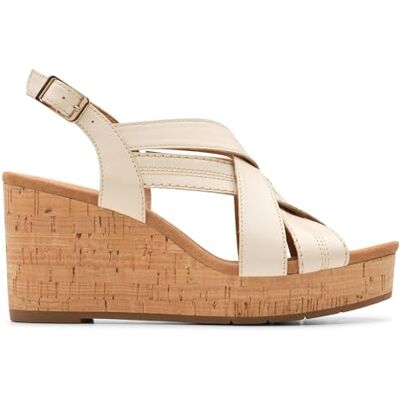 Clarks Sabina Sling, Sandalia De las mujeres, Cream Leather, Clarks Sabina Sling, Sandalia De las mujeres, Cream Leather,