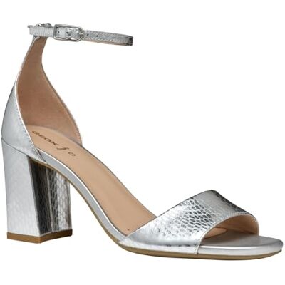 Geox D New ERAKLIA 80 A, Sandalia Tacón Mujer, Silver, Geox D New ERAKLIA 80 A, Sandalia Tacón Mujer, Silver,