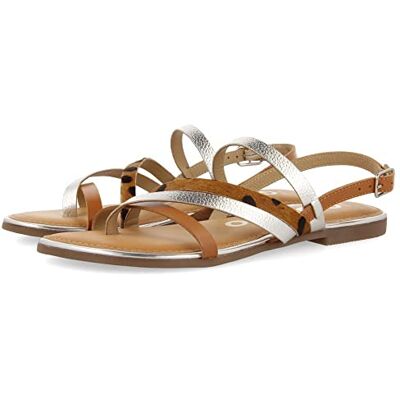 GIOSEPPO Sandalias con Tiras en Color Plata y Estampado de Leopardo para Mujer aracu GIOSEPPO Sandalias con Tiras en Color Plata y Estampado de Leopardo para Mujer aracu