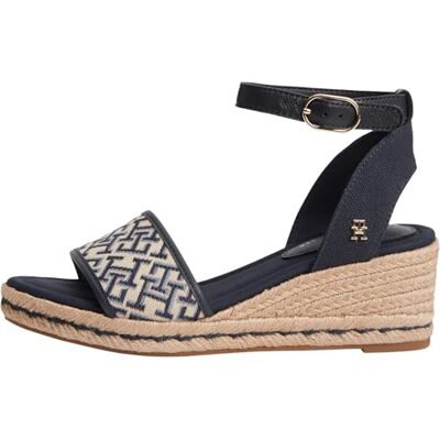 Tommy Hilfiger Alpargatas de cuña TH Mid Espad Jacquard para Mujer, Azul, 3.5 Tommy Hilfiger Alpargatas de cuña TH Mid Espad Jacquard para Mujer, Azul, 3.5