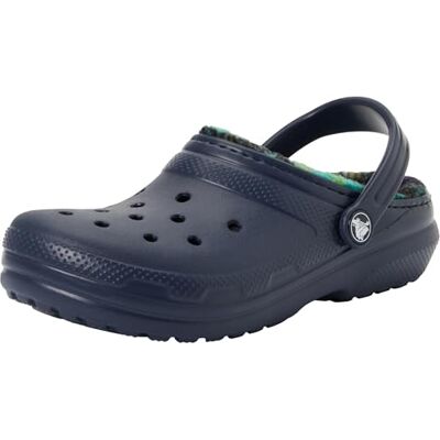 Crocs Classic Lined Bold Check Clog K, Zuecos Unisex niños, Navy, 34/35 EU Crocs Classic Lined Bold Check Clog K, Zuecos Unisex niños, Navy, 34/35 EU