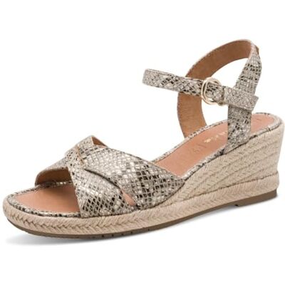 Tamaris Sandalias de cuña para mujer , color beige, talla 38 EU Tamaris Sandalias de cuña para mujer , color beige, talla 38 EU