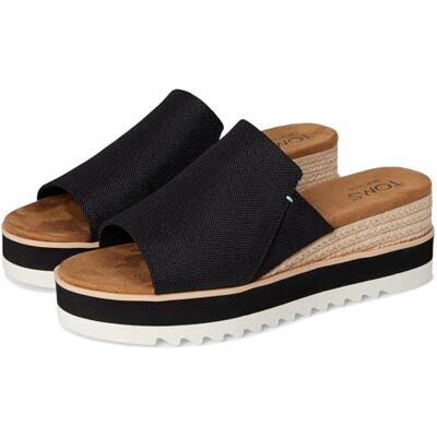 TOMS Women's Diana Mule Wedge Sandal, Black Heavy Canvas, 42 EU TOMS Women's Diana Mule Wedge Sandal, Black Heavy Canvas, 42 EU