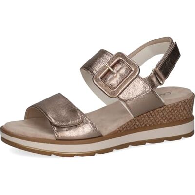 CAPRICE Sandalias de Mujer con tacón en Piel con Plantilla, Gris Topo, 38 EU CAPRICE Sandalias de Mujer con tacón en Piel con Plantilla, Gris Topo, 38 EU