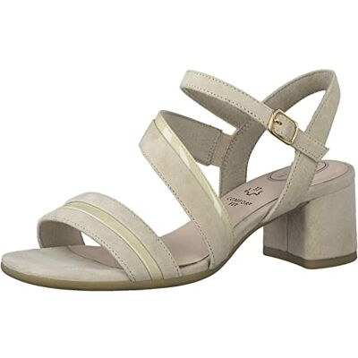 Tamaris 8-88302-20, Sandalia con talón Mujer, Beige, 39 EU Ancho Tamaris 8-88302-20, Sandalia con talón Mujer, Beige, 39 EU Ancho