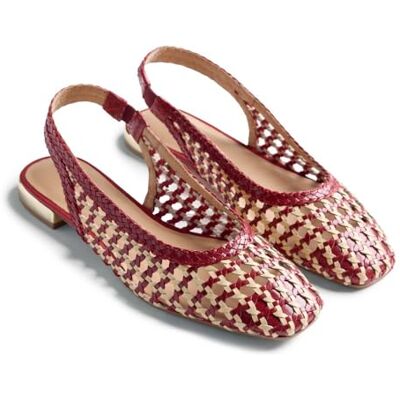 GIOSEPPO Wendell Bailarinas de Piel Trenzada Bicolor con Tacón Metalizado, Parte Trasera Plegable, Suela Flexible de Caucho, Color Rojo, Talla 38 GIOSEPPO Wendell Bailarinas de Piel Trenzada Bicolor con Tacón Metalizado, Parte Trasera Plegable, Suela Flexible de Caucho, Color Rojo, Talla 38