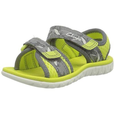 Clarks Surfing Tide T, Sandalia Unisex Niños, Amrillo/Gris (Yellow Neon/Grey), 20 EU Wide Clarks Surfing Tide T, Sandalia Unisex Niños, Amrillo/Gris (Yellow Neon/Grey), 20 EU Wide