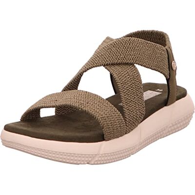 bugatti Sandalia plana de punto para mujer, verde, 36 EU bugatti Sandalia plana de punto para mujer, verde, 36 EU