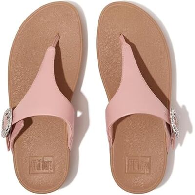 Fitflop LULU Sandalias de piel con hebilla de cristal para mujer, color rubor suave, talla 40 Fitflop LULU Sandalias de piel con hebilla de cristal para mujer, color rubor suave, talla 40